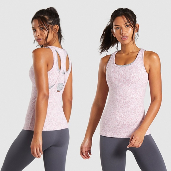 Gymshark Tops - Gymshark Fleur Texture Tank Top - Dusky Pink Marl